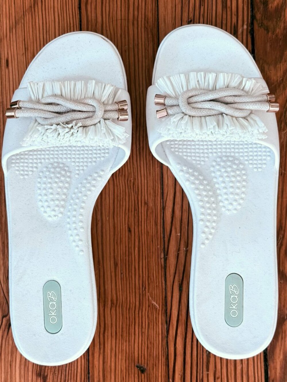 NWT Oka-B Raffi Slip On Sandals, Size M Womens, Salt White, Square Knot